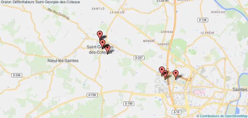 plan défibrillateurs Saint-Georges-des-Coteaux