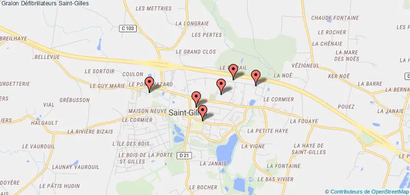 plan défibrillateurs Saint-Gilles
