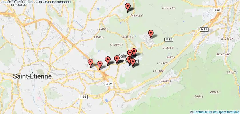 plan défibrillateurs Saint-Jean-Bonnefonds
