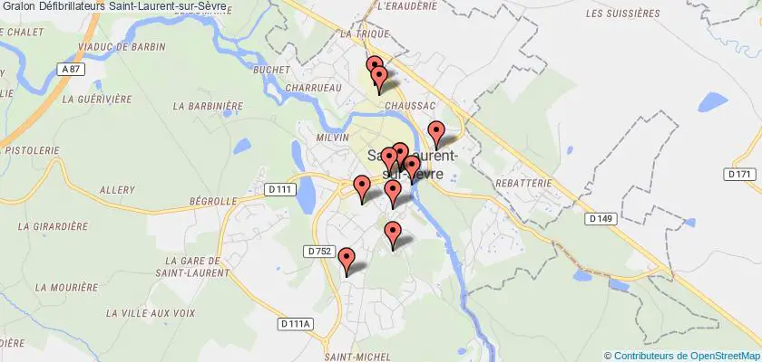 plan défibrillateurs Saint-Laurent-sur-Sèvre
