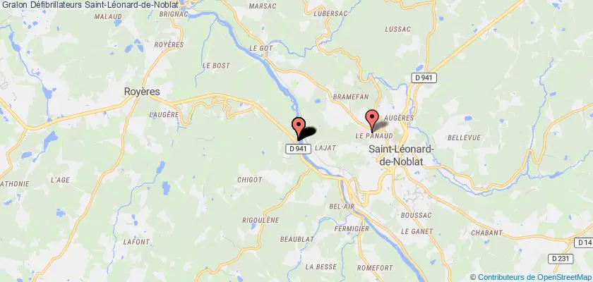 plan défibrillateurs Saint-Léonard-de-Noblat