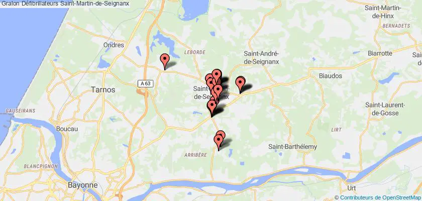 plan défibrillateurs Saint-Martin-de-Seignanx