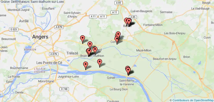 plan défibrillateurs Saint-Mathurin-sur-Loire