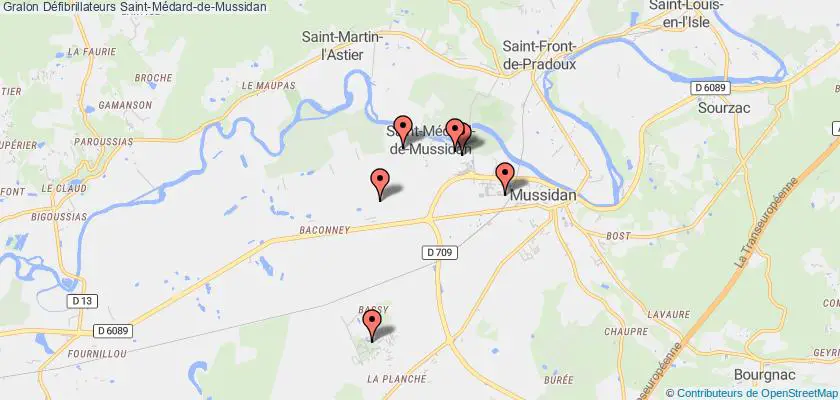 plan défibrillateurs Saint-Médard-de-Mussidan