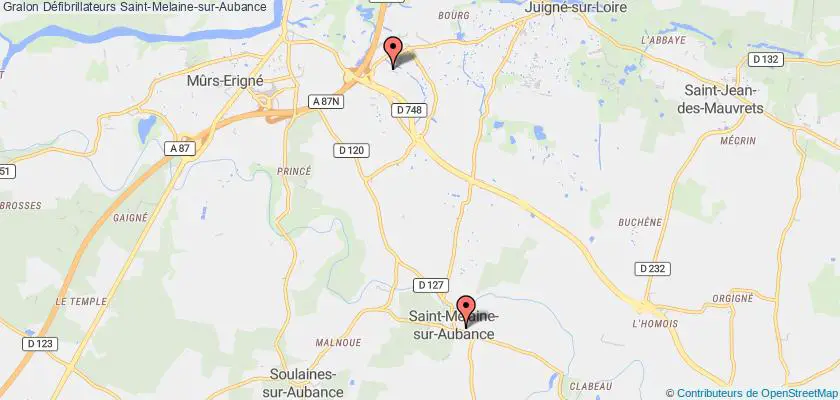 plan défibrillateurs Saint-Melaine-sur-Aubance