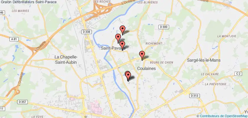 plan défibrillateurs Saint-Pavace