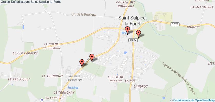 plan défibrillateurs Saint-Sulpice-la-Forêt