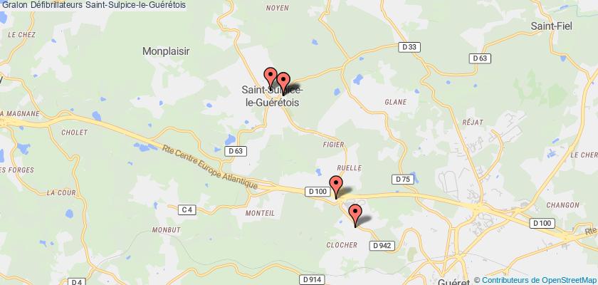 plan défibrillateurs Saint-Sulpice-le-Guérétois