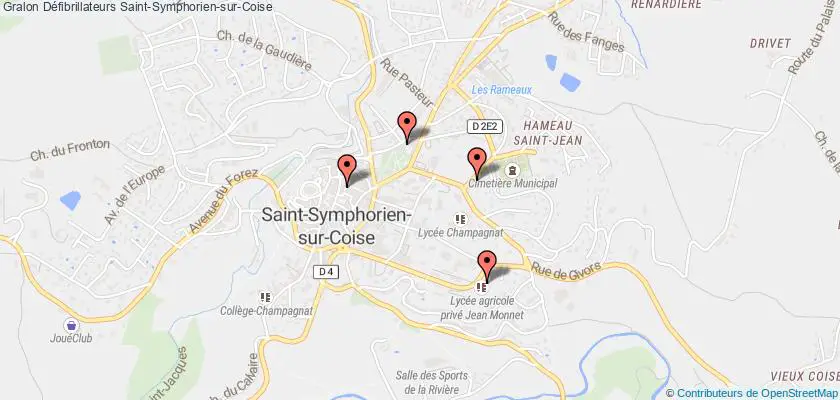plan défibrillateurs Saint-Symphorien-sur-Coise
