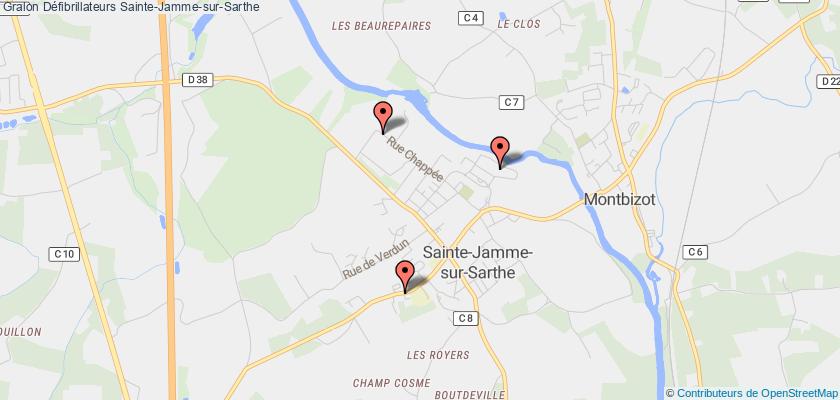plan défibrillateurs Sainte-Jamme-sur-Sarthe