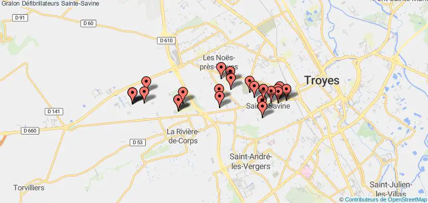 plan défibrillateurs Sainte-Savine