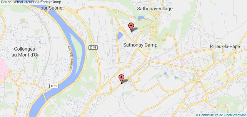 plan défibrillateurs Sathonay-Camp