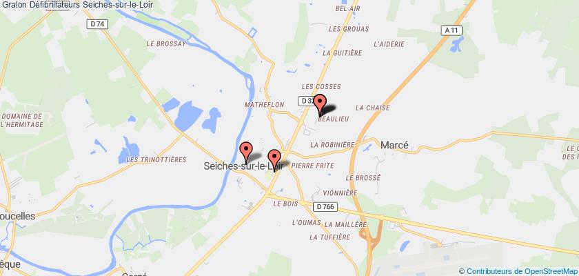 plan défibrillateurs Seiches-sur-le-Loir