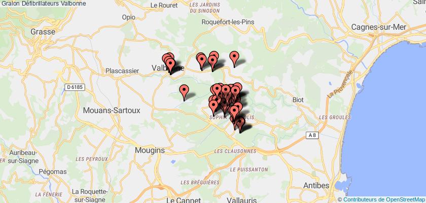 plan défibrillateurs Valbonne