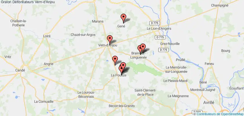 plan défibrillateurs Vern-d'Anjou