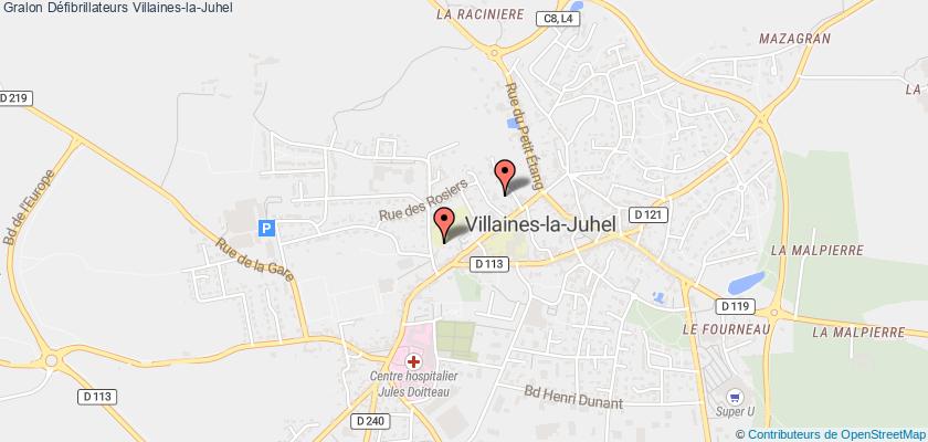 plan défibrillateurs Villaines-la-Juhel