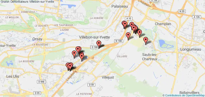 plan défibrillateurs Villebon-sur-Yvette