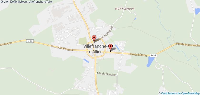 plan défibrillateurs Villefranche-d'Allier