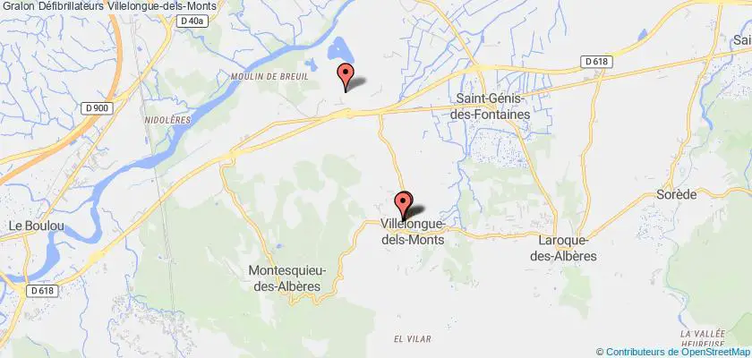 plan défibrillateurs Villelongue-dels-Monts