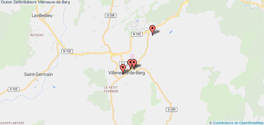 plan défibrillateurs Villeneuve-de-Berg