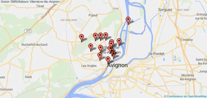 plan défibrillateurs Villeneuve-lès-Avignon