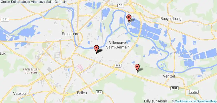 plan défibrillateurs Villeneuve-Saint-Germain