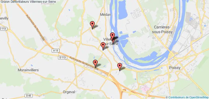 plan défibrillateurs Villennes-sur-Seine
