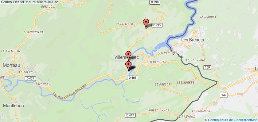 plan défibrillateurs Villers-le-Lac