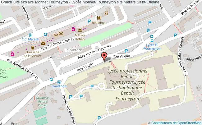plan Cité Scolaire Monnet Fourneyron - Lycée Monnet-fourneyron Site Métare Saint-Étienne Saint-Étienne