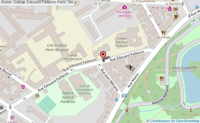plan Collège Edouard Pailleron Paris 19e Paris 19e