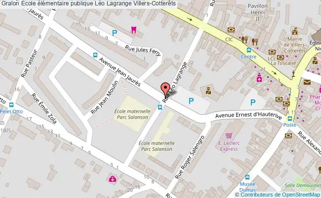 plan École élémentaire Publique Léo Lagrange Villers-cotterêts Villers-Cotterêts