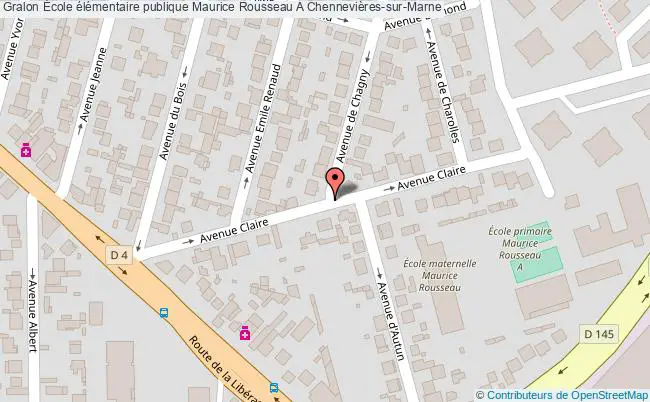 plan École élémentaire Publique Maurice Rousseau A Chennevières-sur-marne Chennevières-sur-Marne