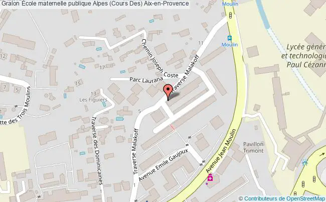 plan École Maternelle Publique Alpes (cours Des) Aix-en-provence Aix-en-Provence