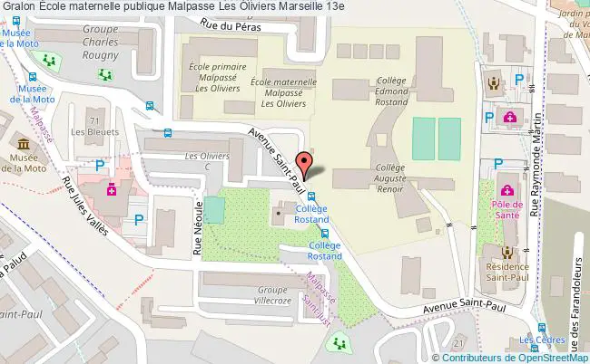 plan École Maternelle Publique Malpasse Les Oliviers Marseille 13e Marseille 13e
