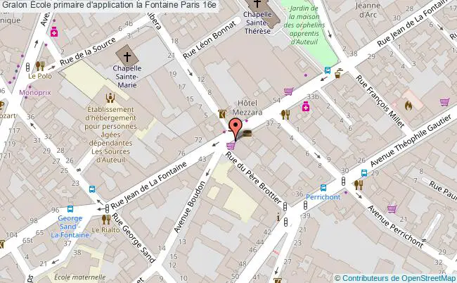 plan École Primaire D'application La Fontaine Paris 16e Paris 16e