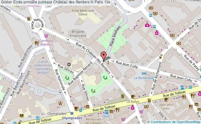 plan École Primaire Publique Château Des Rentiers N Paris 13e Paris 13e