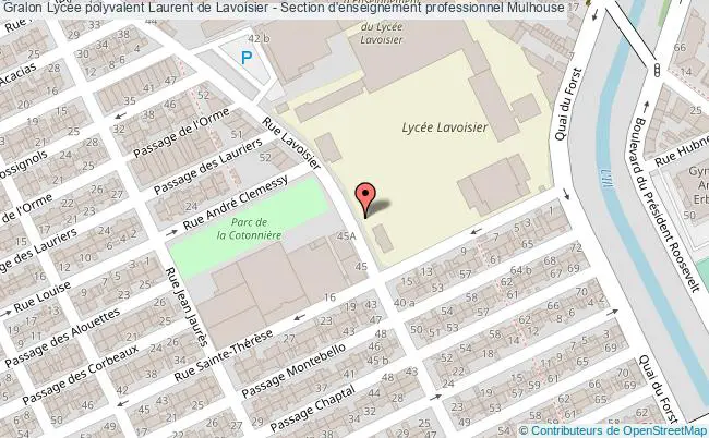 plan Lycée Polyvalent Laurent De Lavoisier - Section D'enseignement Professionnel Mulhouse Mulhouse