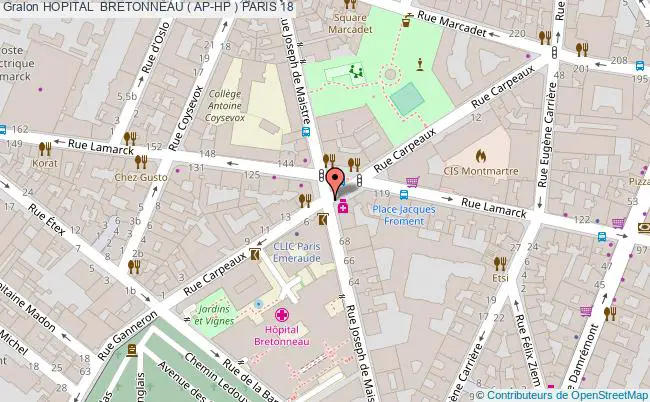 plan Hopital  Bretonneau ( Ap-hp ) PARIS 18