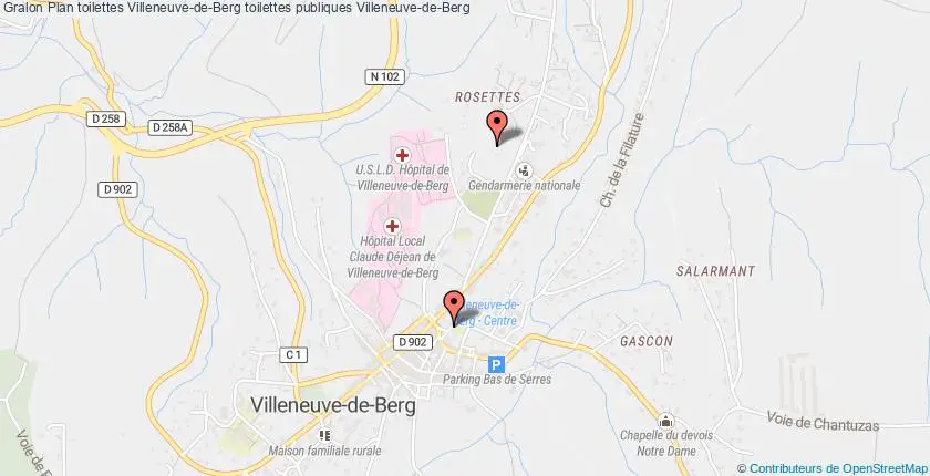plan toilettes Villeneuve-de-Berg