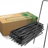 Lot de 100 Piquets en Acier GardenGloss pour Fixer Toiles de Paillage, Grillages et Filets de Jardinage