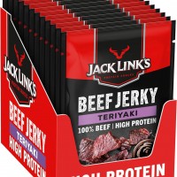 Pack de 12 sachets de Bœuf Jerky Teriyaki Jack Link's, snack protéiné premium de 25g chacun