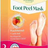 Masque Pied Peeling Pêche PLANTIFIQUE : Gommage intense pour pieds secs, 2 paires incluses