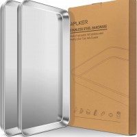 Lot de 2 plaques à pâtisserie antiadhésives en acier inoxydable pour cuisson et rôtissage, 40x30cm