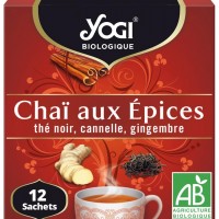 Chaï aux Épices Bio Yogi: Infusion Thé Noir Cannelle Gingembre, 12 Sachets Sans Agrafe, 100% Bio