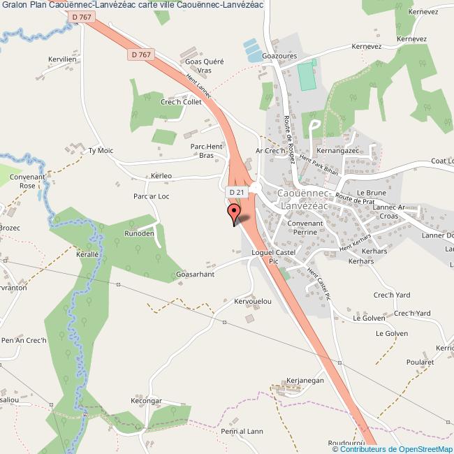Plan CaouënnecLanvézéac carte ville CaouënnecLanvézéac