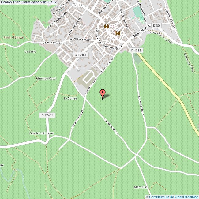 Plan Caux carte ville Caux