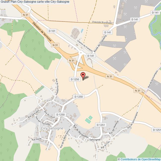 Plan CirySalsogne carte ville CirySalsogne