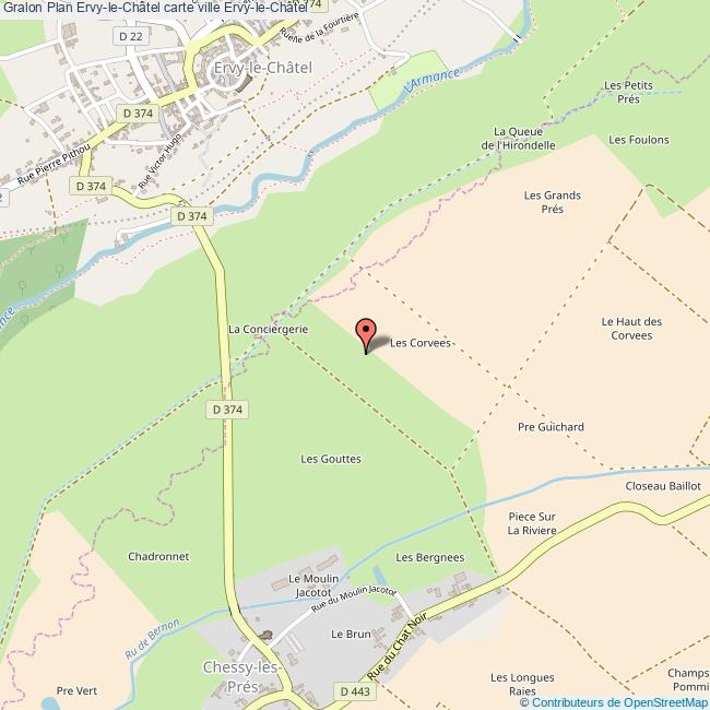 Plan ErvyleChâtel carte ville ErvyleChâtel