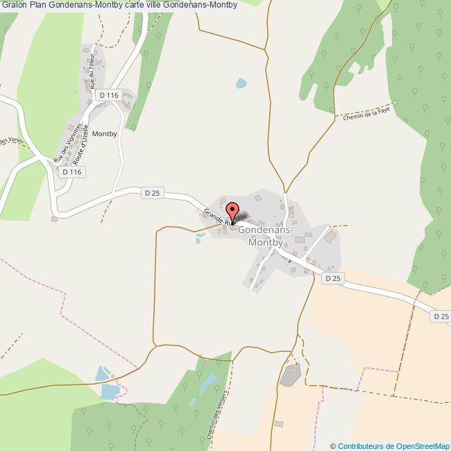 Plan GondenansMontby carte ville GondenansMontby