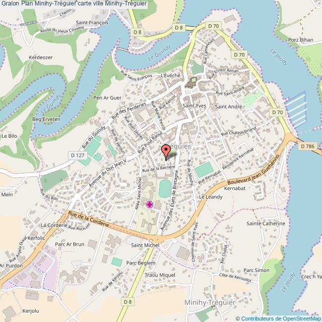 Plan MinihyTréguier carte ville MinihyTréguier